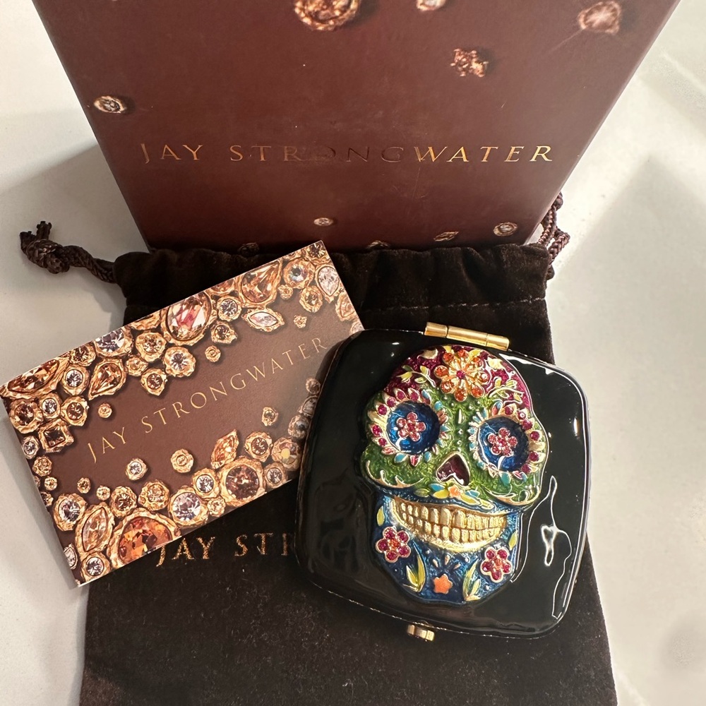 Jay Strongwater Lilah Skull Dual Compact Mirror